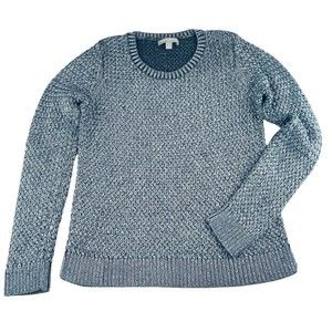 Banana Republic Sweater Womens Medium Grey Herringbone Long Sleeve Casual